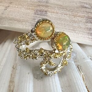 Coastal Designed Opal Sterling Silver & 14kt Ring